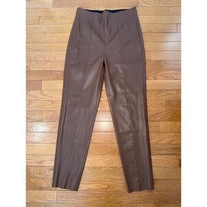 Zara Brown High Waisted Faux Leather Skinny Leggings